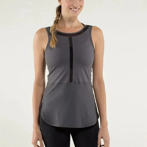 Lululemon Gray Mesh Ride Inside Tank Top 6 - Picture 1 of 5